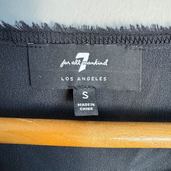 7 For All Mankind Women's 100% Silk Short Sleeve Oversized Top Small Tie Waist - Picture 5 of 13